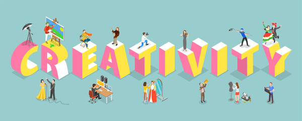 3D Isometric Flat Vector Set of Creativity and Innovation, Generating Ideas
