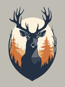 deer head with a antlers. animal illustration. vector.
