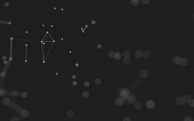 Abstract background. Molecules technology with polygonal shapes, connecting dots and lines. Connection structure. Big data visualization.