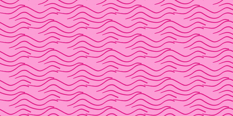 Strokes like waves. Background. Pink shape seamless pattern. Trendy Barbiecore Style. Template for textile and wallpaper. Vector illustration..