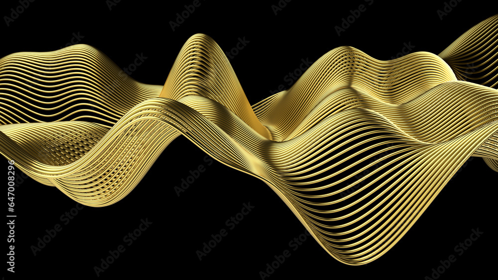 Poster beautiful abstract wavy wires on a black background. modern technological background. an element of 