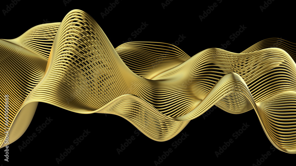 Poster beautiful abstract wavy wires on a black background. modern technological background. an element of 