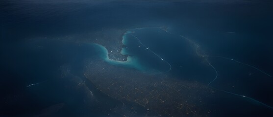 Fototapeta premium Aerial view of a majestic shoal at night from Generative AI