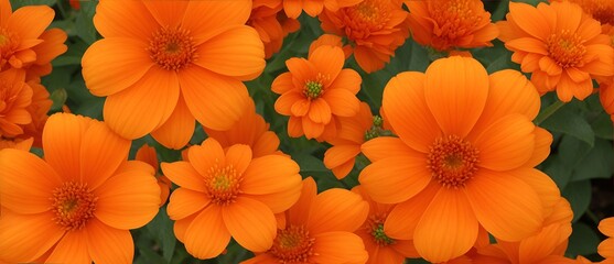 Background full of pretty orange flowers from Generative AI