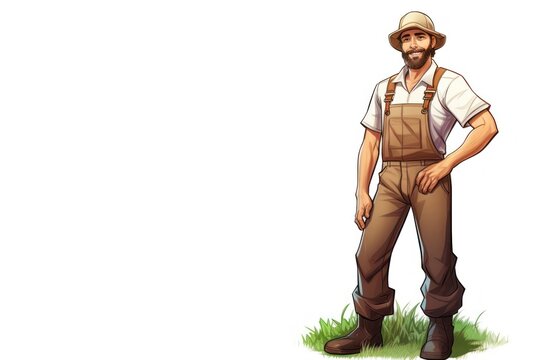 Illustration Caucasian Man Farmer Background Impressive Generative AI