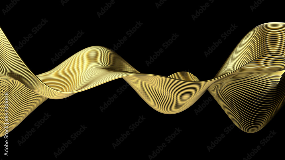 Poster beautiful abstract wavy wires on a black background. modern technological background. an element of 