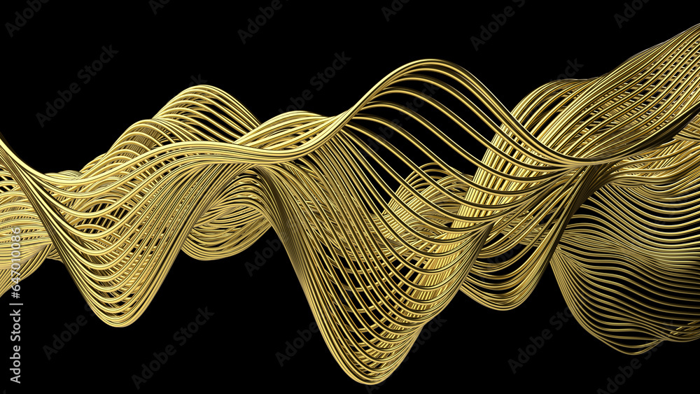 Poster beautiful abstract wavy wires on a black background. modern technological background. an element of 