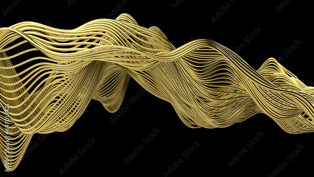 Poster beautiful abstract wavy wires on a black background. modern technological background. an element of 