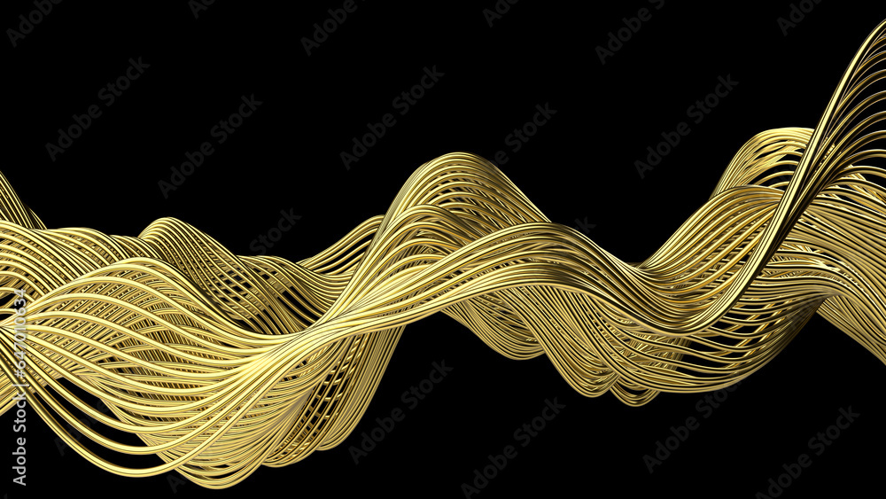 Poster beautiful abstract wavy wires on a black background. modern technological background. an element of 