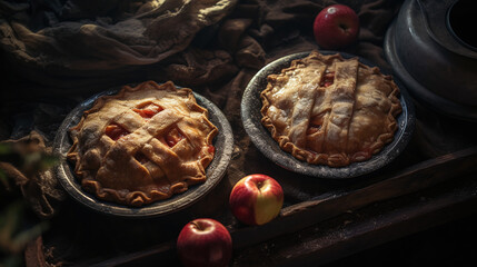 Making Apple Pies in a rustic Kitchen, Fruit Pies, Food blogo Photo