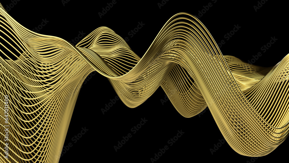 Poster beautiful abstract wavy wires on a black background. modern technological background. an element of 