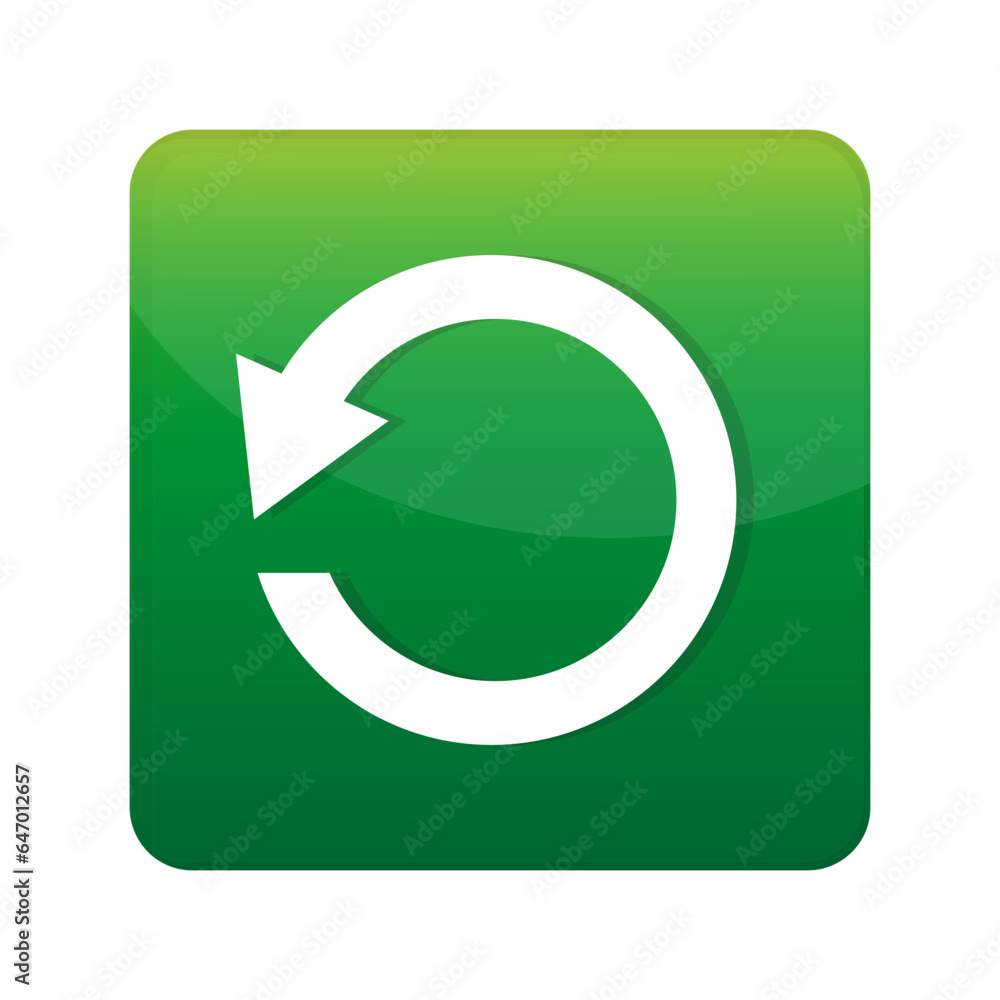 Poster white arrow sign reload, refresh in square button. vector illustration. eps 10.