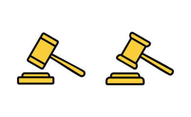 Gavel icon set for web and mobile app. judge gavel sign and symbol. law icon. auction hammer