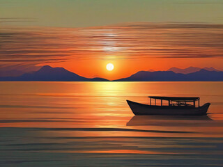 boat in the sunset