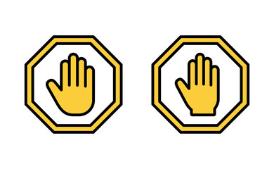 Obraz premium Stop icon set for web and mobile app. stop road sign. hand stop sign and symbol. Do not enter stop red sign with hand