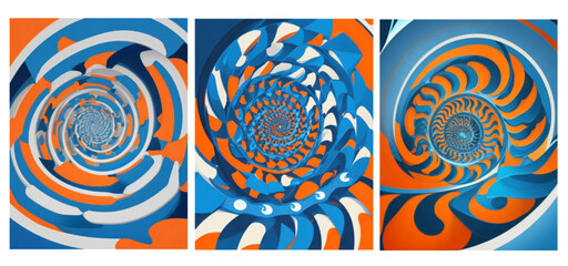 Vintagefade abstrak spiral any colour blue , white and orange