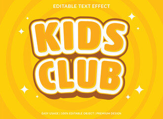 kids club text effect template design with 3d style use for business brand and logo