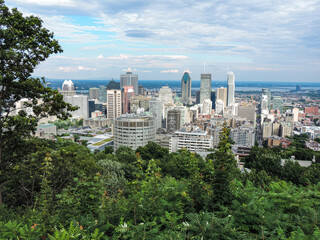 Commercial buildings in the city of Montreal seen from Mont Royal