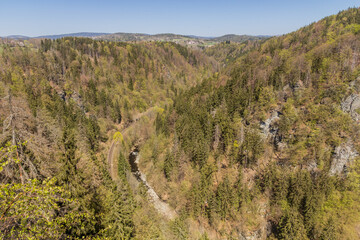 View of Jizera river valley near Semily, Czechia