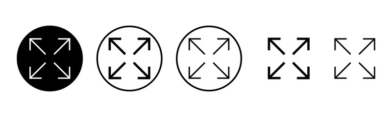 Fullscreen Icon set illustration. Expand to full screen sign and symbol. Arrows symbol
