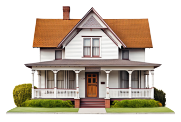 Colonial House Isolated on Transparent Background
