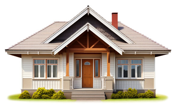 Bungalow House Isolated on Transparent Background
