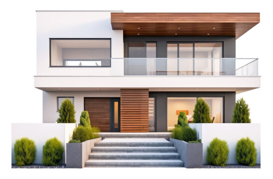 Modern House Isolated on Transparent Background

