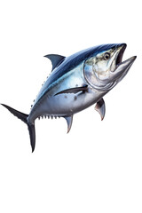 Naklejka premium a Tuna fish jumping out of water isolated on white background PNG
