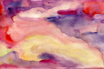 Obraz premium Yellow-pink purple watercolor background texture