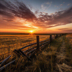 sunset with a fence