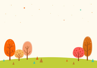 Autumn trees and forest landscape background.