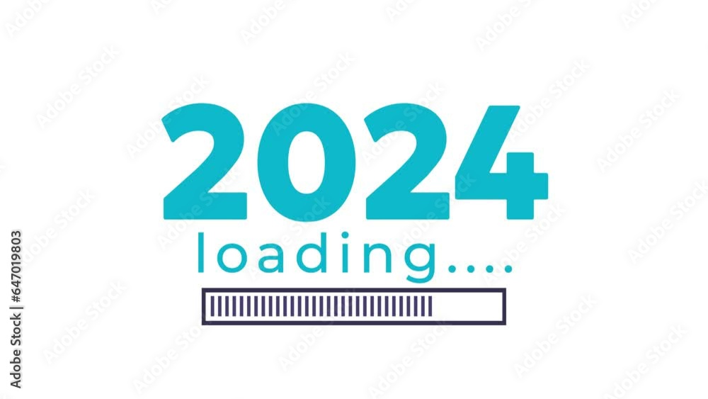 Poster 2024 soft blue concept with loading bar progress on white background