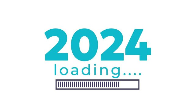 2024 soft blue concept with loading bar progress on white background