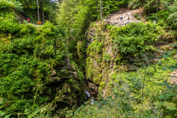 Gorge near Wodospad Wilczki waterfall in Miedzygorze, Poland