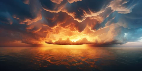 Foto op Canvas Beautiful Cloudscape Over the Ocean Abstract Background © LadyAI
