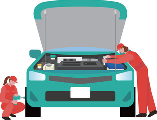 整備士のイラスト　フラットなベクター素材
