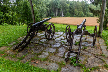 Old cannons at Schwedenschanze (Swedish redoubt) near Bad Leonfelden near Czech border, Austria