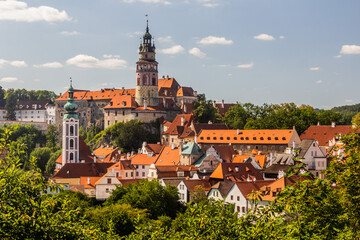 Fototapeta premium Skyline of Cesky Krumlov town with the castle, Czech Republic