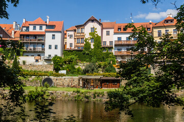 Fototapeta na wymiar Riverside houses in Cesky Krumlov town, Czech Republic