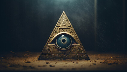 Occult triangle pyramid magic eye symbol