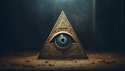 Fotobehang Occult triangle pyramid magic eye symbol © SHOTPRIME STUDIO