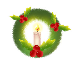 christmas candle and holly