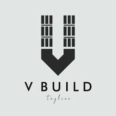 abstract building letter v logo vector design