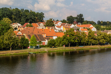 Fototapeta na wymiar View of Tyn nad Vltavou town with Vltava river, Czech Republic