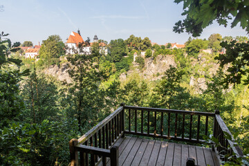 Pasovskeho vyhlidka observation platform with a view of Bechyne town, Czech Republic