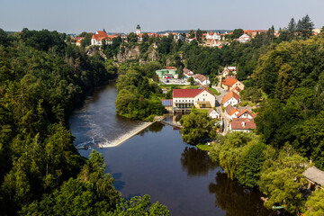 Fototapeta na wymiar Aerial view of Bechyne town and Luznice river, Czech Republic