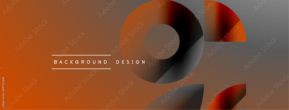 Poster triangles, lines and round shapes - dynamic geometric abstract background. visual symphony of shapes