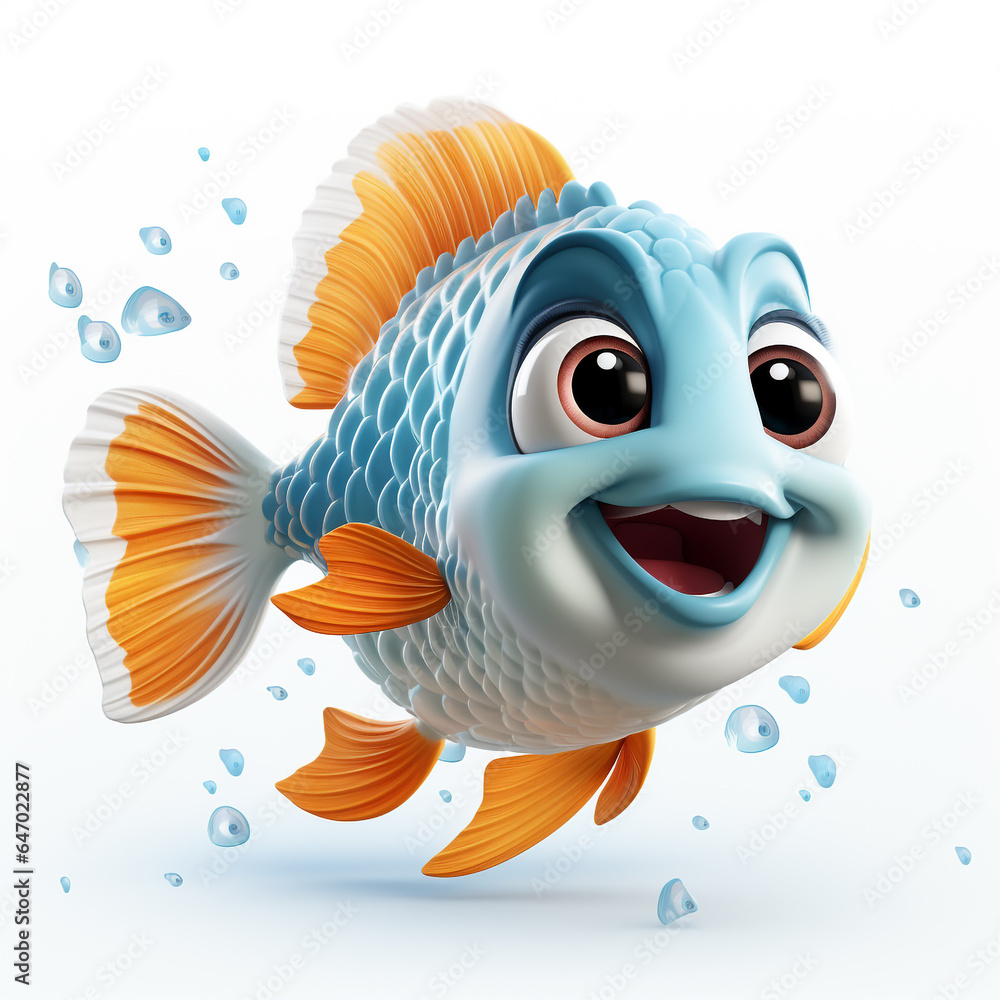 Canvas Prints Cute 3D cartoon fish