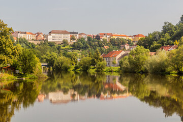 Fototapeta na wymiar View of Luznice river in Tabor city, Czech Republic