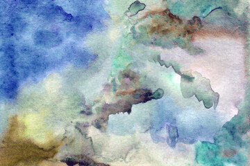 Blue green watercolor background texture